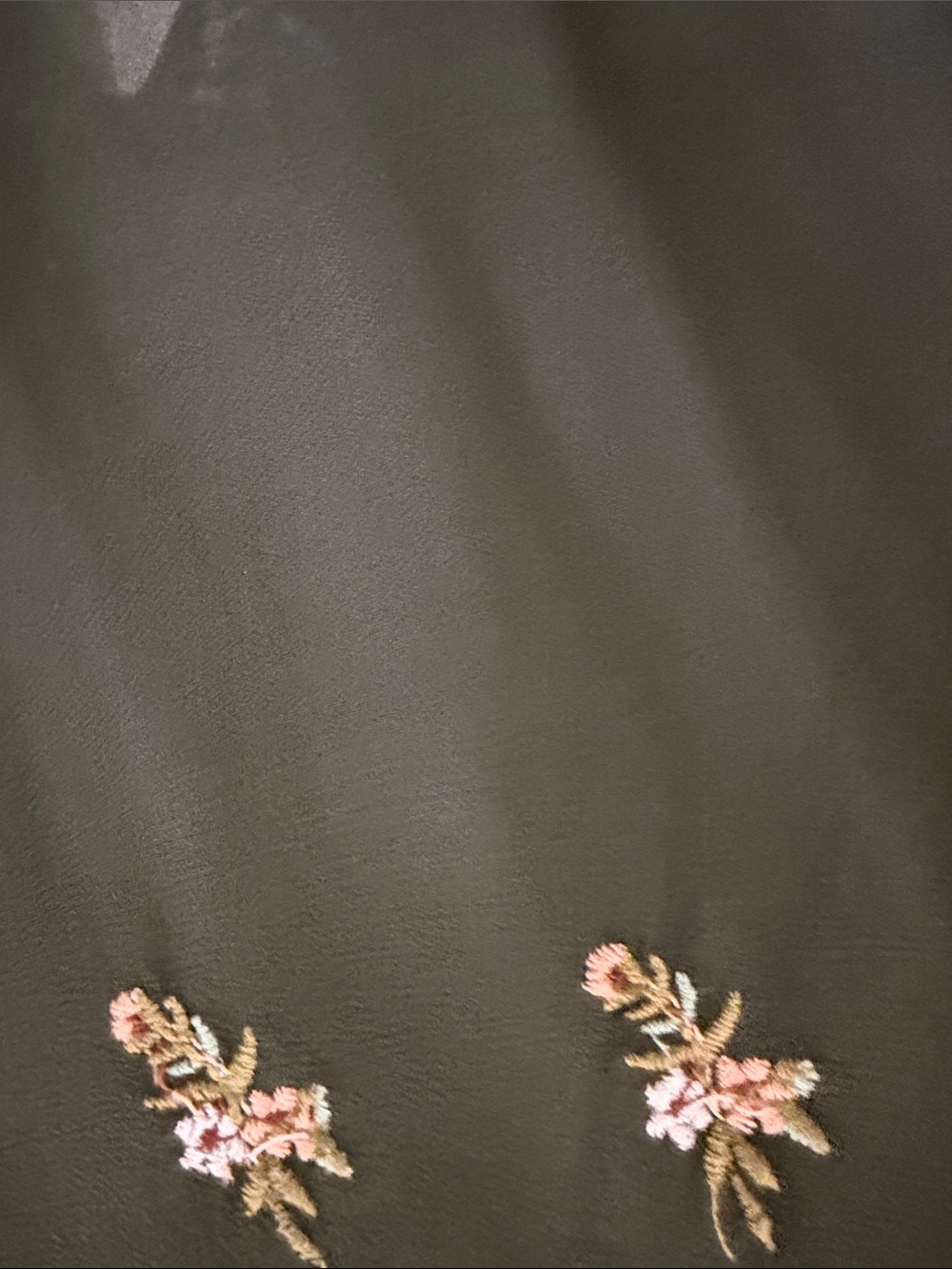Zara Olive Green Floral Embroidered Long-Sleeve Blouse - Picture 2 of 3
